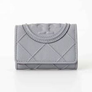 Tory burch Fleming soft grained small flap wallet color slate NEW